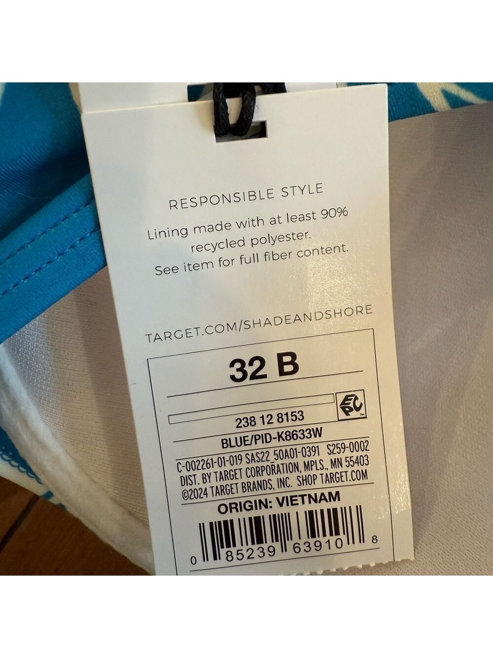 Shade & Shore Blue Floral Push-Up Knot Detail Bikini Top NWT Size 32 B - Picture 5 of 7